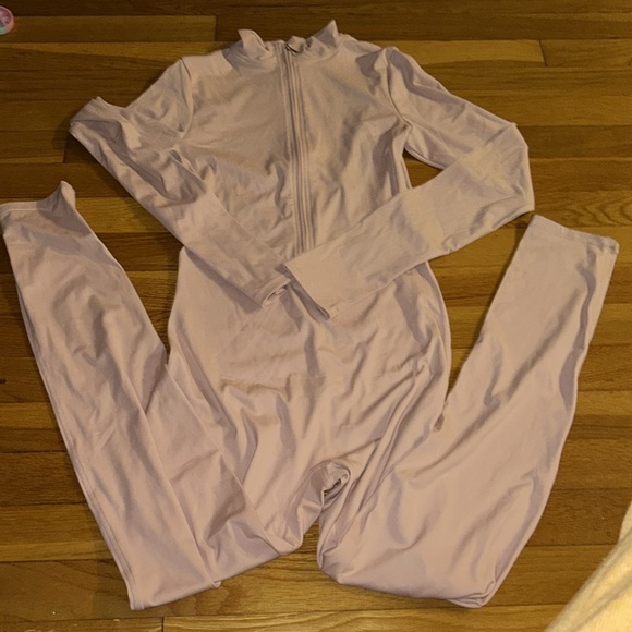 NWOT Amazon Women Long Sleeve Workout Jumpsuit Zip Up Bodysuit 1 Piece size XL - Picture 5 of 8